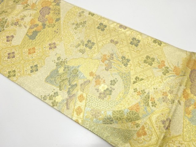 JAPANESE KIMONO / ANTIQUE FUKURO OBI / SILK / SAGANISHIKI / WOVEN CLASSICAL PATTERN